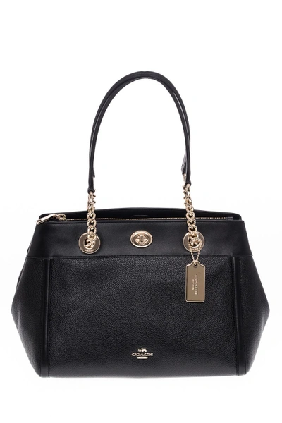 Coach Leather Bag  In Black