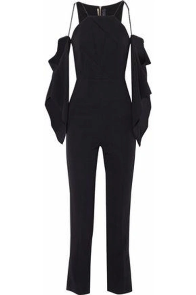 Roland Mouret Woman Cold-shoulder Draped Crepe Blouse Black
