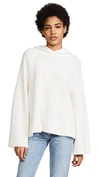Elizabeth And James Tristan Hooded Waffle Stitch Sweater In Creme