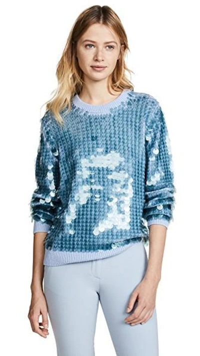 Marc Jacobs Sequin Crew Neck Sweater In Pale Blue