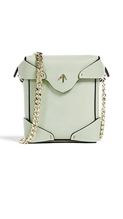 Manu Atelier Micro Pristine Box Bag With Chain In Mint ModeSens
