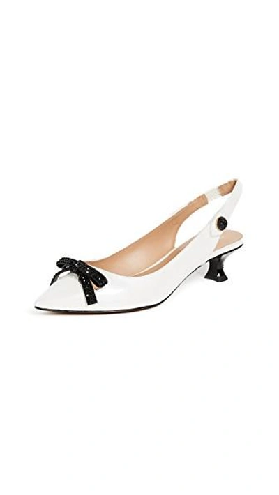 Marc Jacobs Abbey Slingback Leather Pumps In 100 White