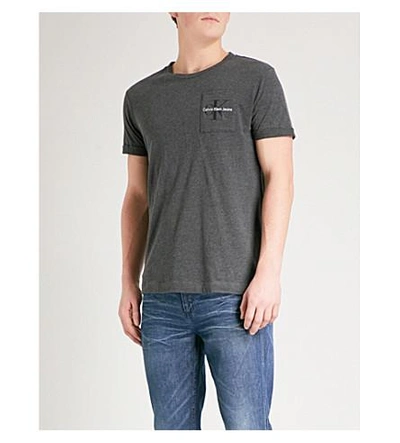 Calvin Klein Bolan True Icon Logo-detail Cotton-jersey T-shirt In Grey Marl