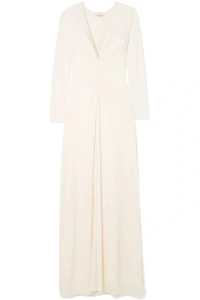 Halston Heritage Gathered Jersey Gown In Cream