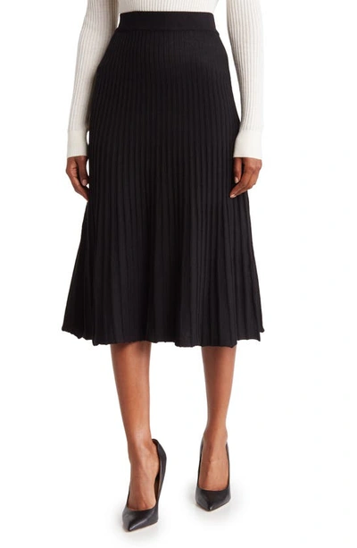 Maxstudio Pleated Sweater Skirt In Black