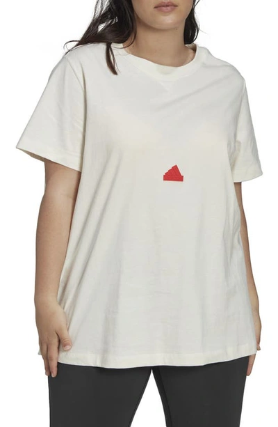 Adidas Sportswear Logo Cotton T-shirt In Off White
