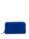 Bottega Veneta Woven Zip-around Leather Wallet In Cobalt