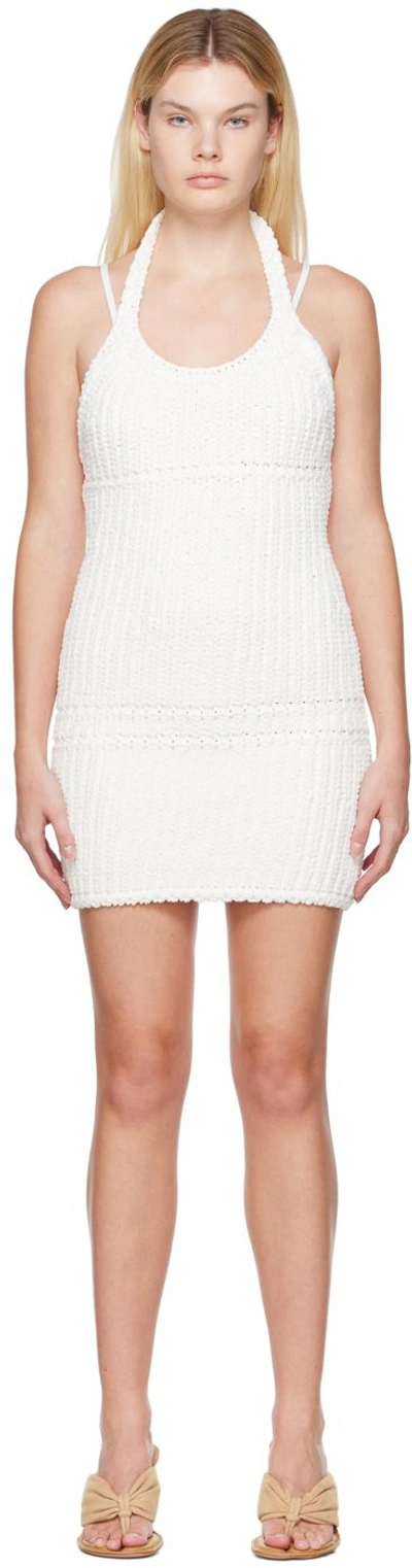 Jacquemus Nuvola Ribbed-knit Halterneck Mini Dress In White