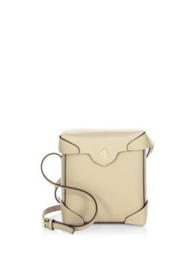 Manu Atelier Mini Pristine Leather Box Bag In Light Beige