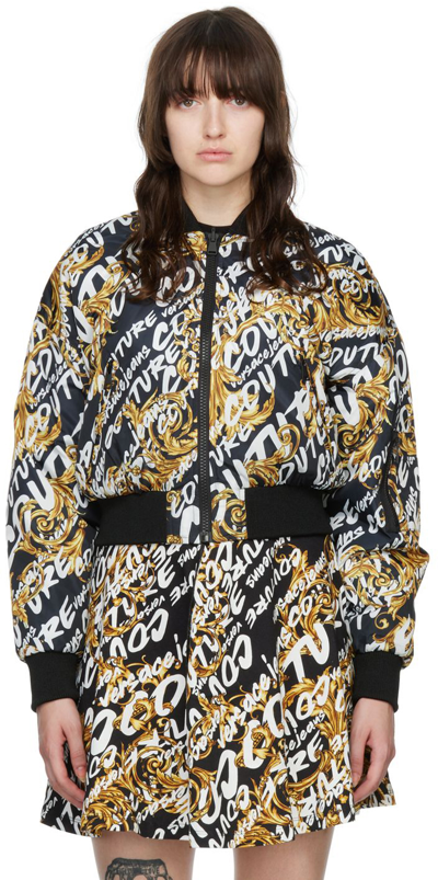 Versace Jeans Couture Versace Jeans  Logo Brush Couture Black Gold Bomber Jacket