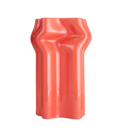 Nuove Forme Extruded Ceramic Vase In Red