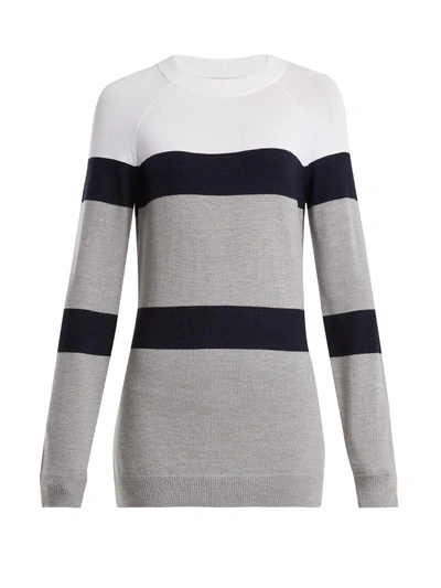 Lndr Apres Striped-knit Wool-blend Sweater In White