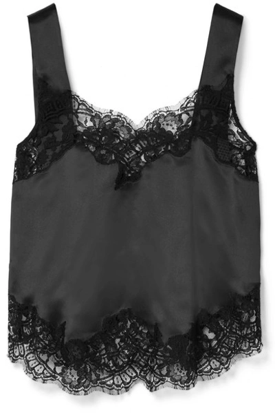 Givenchy Lace-trimmed Silk-charmeuse Camisole In Black