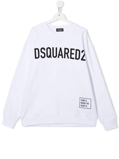 Dsquared2 Kids' Baby White Sweatshirt With Logo And Slogan Print In Bianco