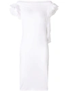 Givenchy Ruffle-trimmed Cowl-neck Crepe Dress In White