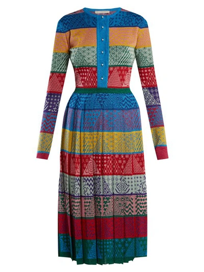 Mary Katrantzou Cecile Striped Wool-knit Midi Dress In Multicoloured Striped Wool-knit