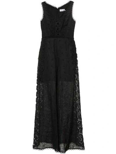 Zimmermann Broderie Anglaise Cotton-trimmed Linen Jumpsuit In Black