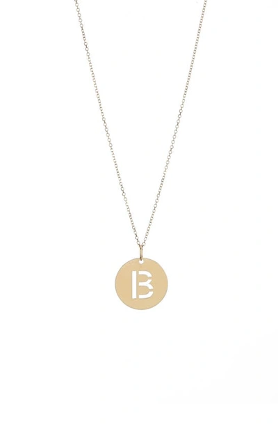 Karat Rush 14k Yellow Gold Gold Disc Initial Pendant Necklace In Gold- B