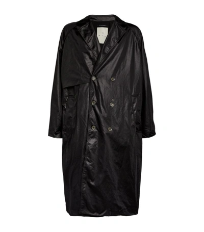 Song For The Mute Adjustable Buttoned Waist Nylon Trench Coat In Black