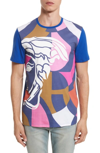 Versace Abstract Medusa Print T-shirt In Royal Blue