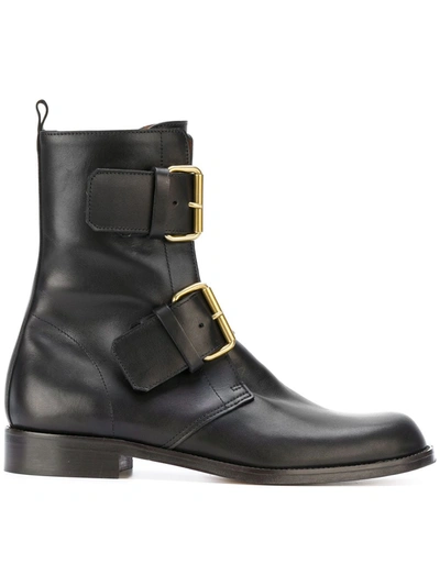 Michel Vivien Emerance Buckled Ankle Boots In Black