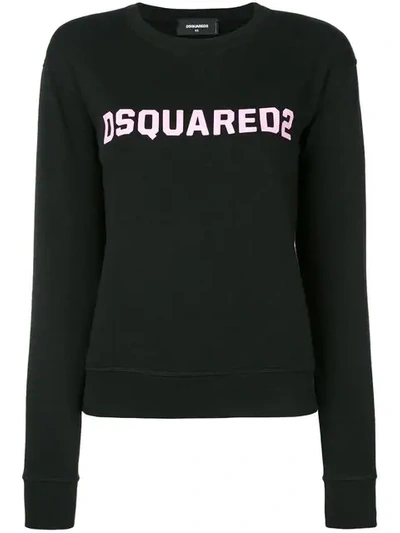 Dsquared2 Logo Print Cotton Sweatshirt In Black