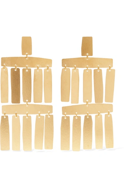 Annie Costello Brown Roma Gold-tone Earrings