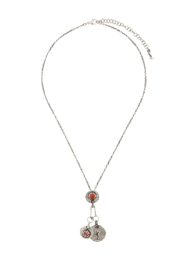 Saint Laurent Silver-tone Crystal Necklace In Metallic