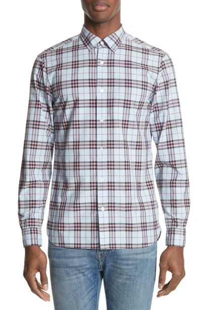 Burberry Alexander Standard Fit Check Sport Shirt In Blue