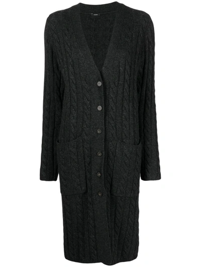 Joseph Cable-knit Longline Knitted Cardigan In Dark Grey