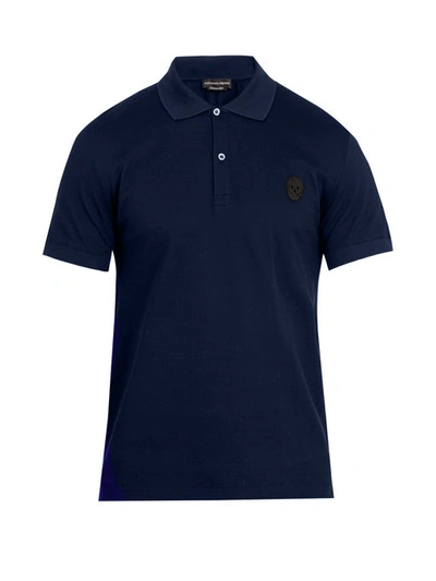 Alexander Mcqueen Slim-fit Cotton-piqué Polo Shirt In Blue