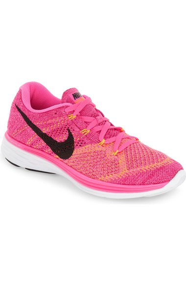 Nike 'flyknit Lunar 3' Running Shoe (women) In Pink Blast/ Black ...
