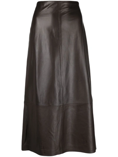 Vince leather cheap skirt brown
