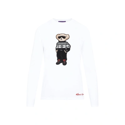 Ralph Lauren Ski Bear Embroidered Long Sleeve T-shirt In White