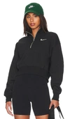 Nike Women's  Sportswear Phoenix Fleece 1/4-zip Cropped Sweatshirt In Black