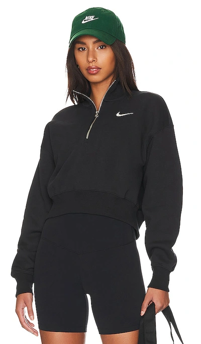 Nike Sportswear Phoenix Fleece Crop Sweatshirt In Black/sail