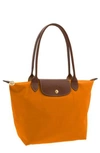 Longchamp Le Pliage Medium Shoulder Tote Bag In Orange/gold