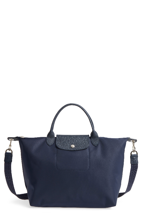 Medium Le Pliage Neo Nylon Top Handle Tote In New Navy
