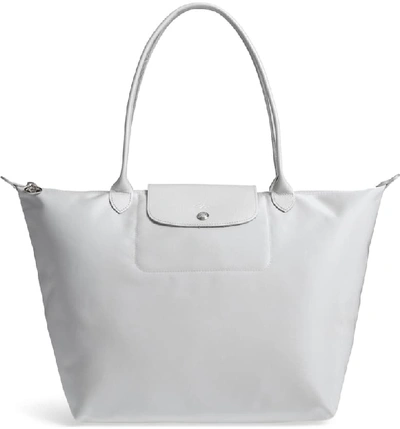 Longchamp 'large Le Pliage Neo' Nylon Tote - Metallic In Silver