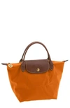 Longchamp Le Pliage Mini Nylon Tote In Orange/gold