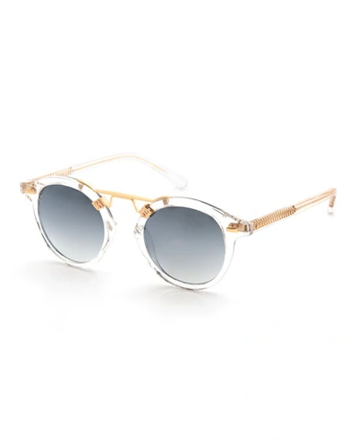 Krewe St. Louis Transparent Round Mirrored Sunglasses, Clear In Silver