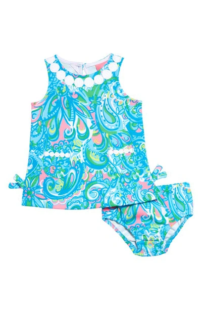 Lilly Pulitzer Babies' Floral Shirt Dress & Bloomers In Boca Blue