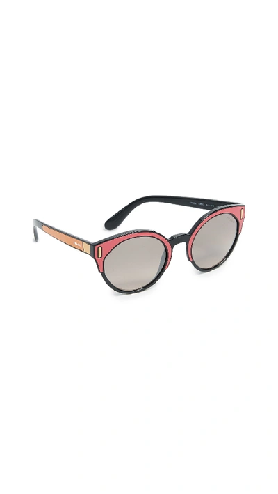 Prada Women's Mirrored Round Sunglasses, 53mm In Fuchsia Multi/grey