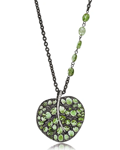 Michael Aram Botanical Leaf Pendant Necklace With Peridot & Diamonds