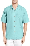Tommy Bahama Royal Bermuda Standard Fit Silk Blend Camp Shirt In Aqua Mist