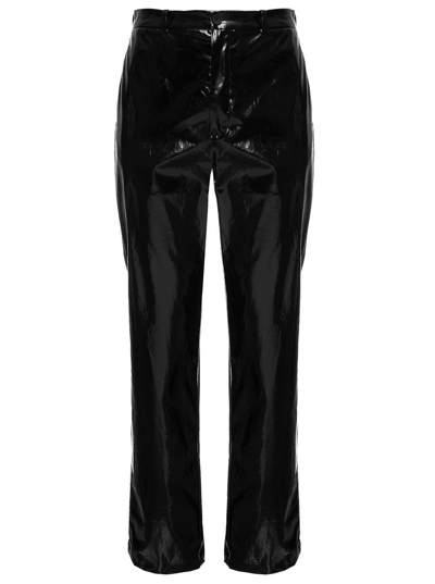 Balenciaga Crinkled Coated Cotton-blend Trousers In Black