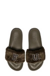 Puma Fenty  X Rihanna Women's Faux-fur Pool Slide Sandals In Burnt Olive -  Black