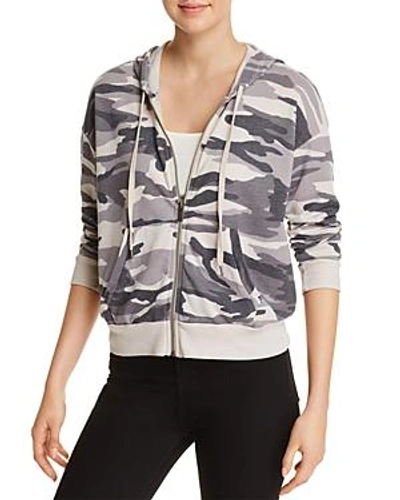Splendid Camouflage-print Stretch-jersey Hooded Top In Gray