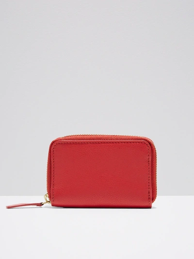 Frank + Oak The Villa Mini Leather Zip Wallet In Red