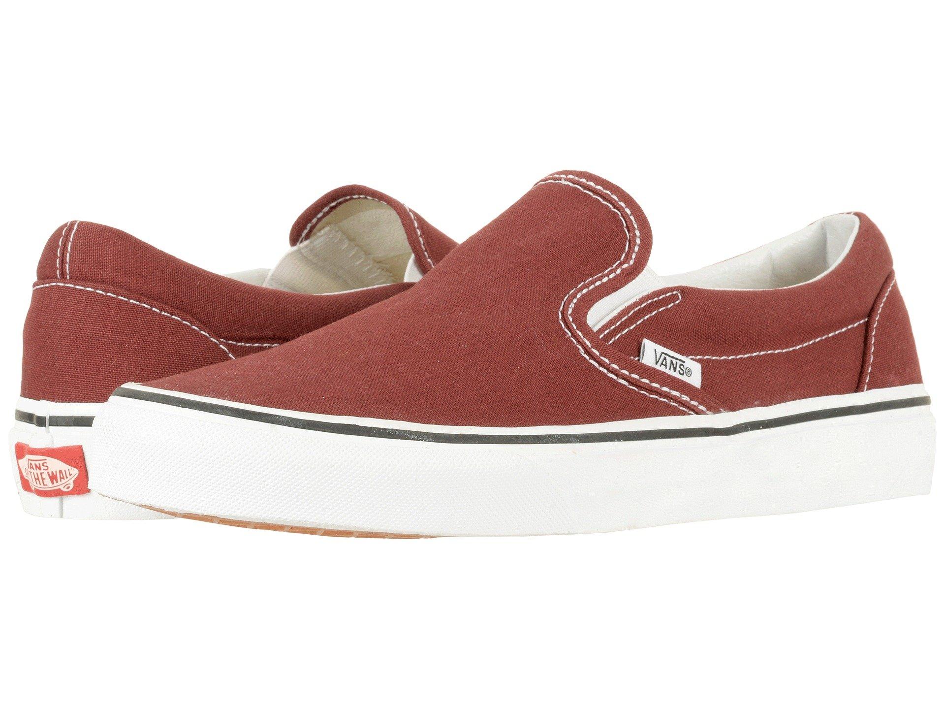 tan and white slip on vans